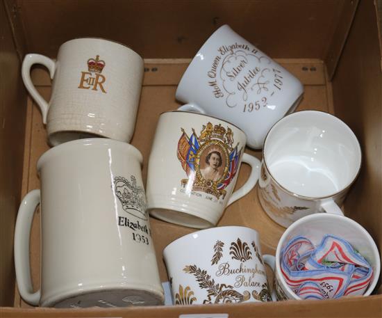 Eight pieces of Coronation pottery and glass